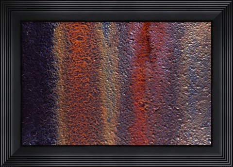 Framed Details Of Rust And Paint On Metal 11 Print