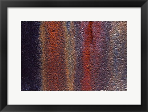 Framed Details Of Rust And Paint On Metal 11 Print