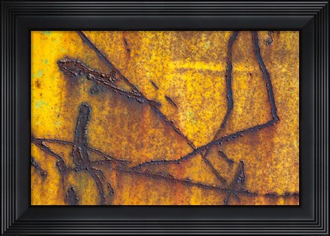 Framed Details Of Rust And Paint On Metal 12 Print