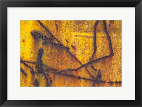 Framed Details Of Rust And Paint On Metal 12 Print