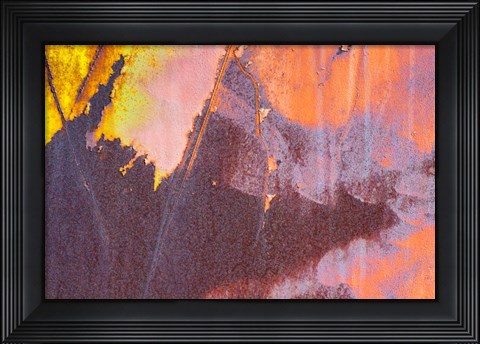 Framed Details Of Rust And Paint On Metal 13 Print