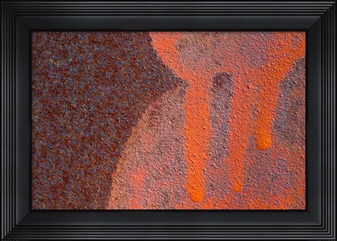 Framed Details Of Rust And Paint On Metal 14 Print
