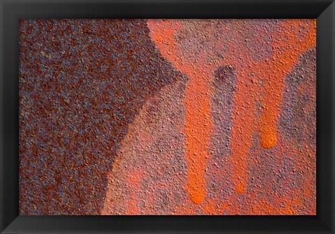 Framed Details Of Rust And Paint On Metal 14 Print