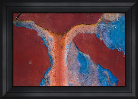 Framed Details Of Rust And Paint On Metal 16 Print