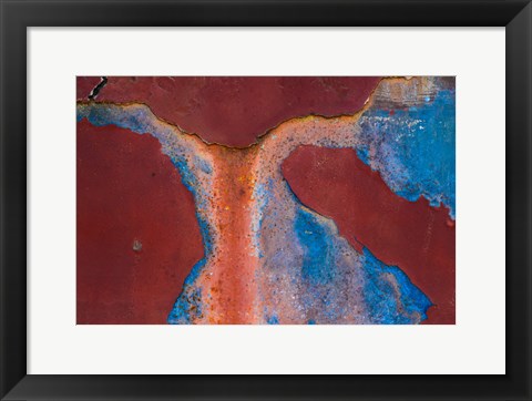 Framed Details Of Rust And Paint On Metal 16 Print