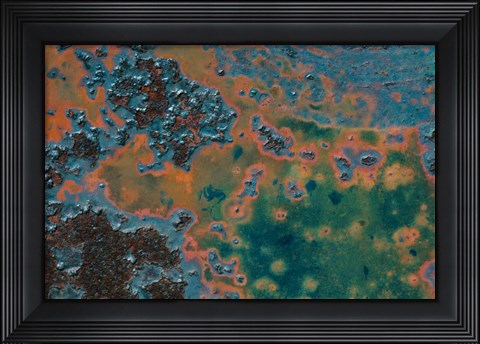 Framed Details Of Rust And Paint On Metal 17 Print
