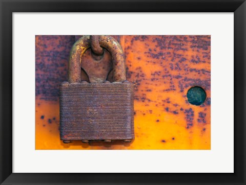 Framed Details Of Rust And Paint On Metal 18 Print