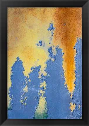 Framed Details Of Rust And Paint On Metal 19 Print