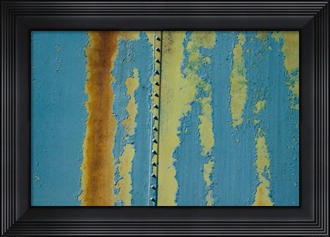 Framed Details Of Rust And Paint On Metal 22 Print