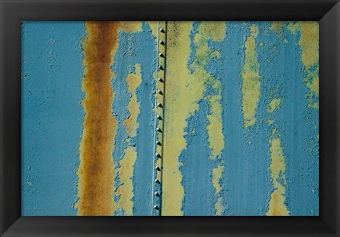 Framed Details Of Rust And Paint On Metal 22 Print