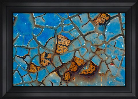 Framed Details Of Rust And Paint On Metal 24 Print