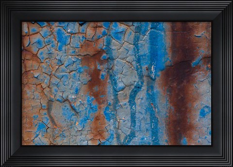 Framed Details Of Rust And Paint On Metal 26 Print
