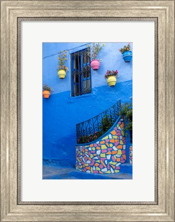 Framed Morocco, Chefchaouen Colorful House Exterior Print