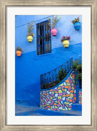 Framed Morocco, Chefchaouen Colorful House Exterior Print