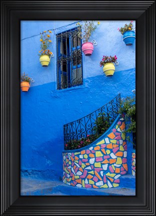 Framed Morocco, Chefchaouen Colorful House Exterior Print