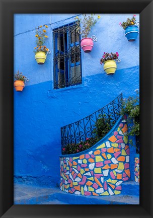 Framed Morocco, Chefchaouen Colorful House Exterior Print