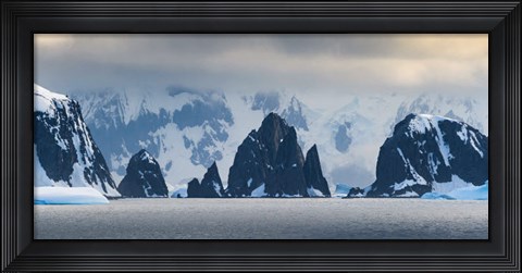 Framed Antarctic Peninsula, Antarctica, Spert Island Craggy Rocks And Mountains Print