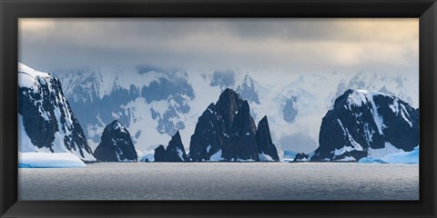 Framed Antarctic Peninsula, Antarctica, Spert Island Craggy Rocks And Mountains Print