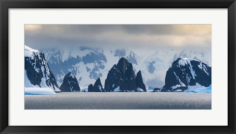 Framed Antarctic Peninsula, Antarctica, Spert Island Craggy Rocks And Mountains Print