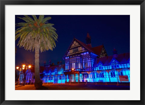 Framed Bath House At Dusk, Government Gardens, Rotorua, North Island, New Zealand Print