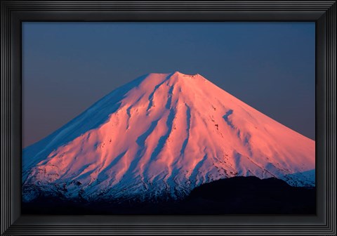 Framed Alpenglow On Mt Ngauruhoe At Dawn, Tongariro National Park, New Zealand Print