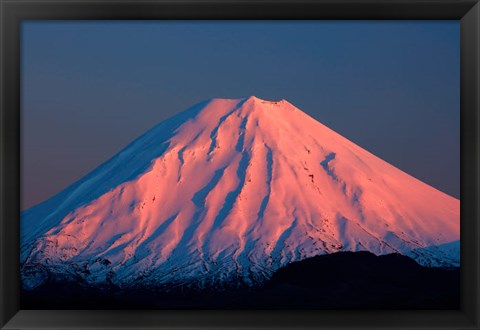 Framed Alpenglow On Mt Ngauruhoe At Dawn, Tongariro National Park, New Zealand Print