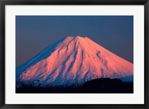 Framed Alpenglow On Mt Ngauruhoe At Dawn, Tongariro National Park, New Zealand Print