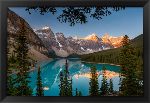 Framed Alberta, Banff National Park, Moraine Lake At Sunrise Print