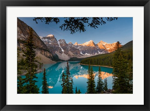 Framed Alberta, Banff National Park, Moraine Lake At Sunrise Print