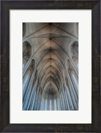 Framed Iceland, Reykjavik, Ribbed Vaults In The Modern Cathedral Of Hallgrimskirkja Print