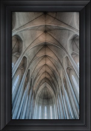 Framed Iceland, Reykjavik, Ribbed Vaults In The Modern Cathedral Of Hallgrimskirkja Print