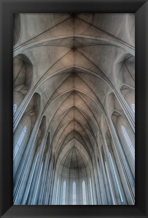 Framed Iceland, Reykjavik, Ribbed Vaults In The Modern Cathedral Of Hallgrimskirkja Print