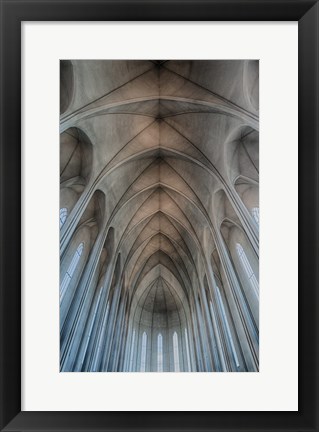 Framed Iceland, Reykjavik, Ribbed Vaults In The Modern Cathedral Of Hallgrimskirkja Print