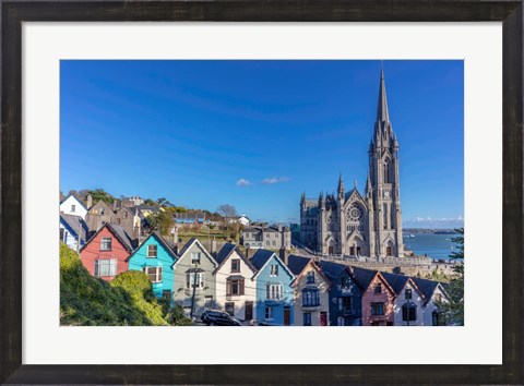 Framed Deck Of Card Houses With St Colman&#39;s Cathedral In Cobh, Ireland Print