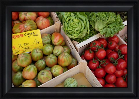 Framed Italy, Genoa Province, Rapallo Fresh Produce In Outdoor Market Print