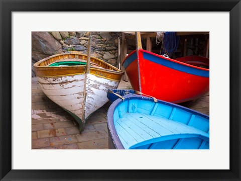 Framed Italy, Riomaggiore Colorful Fishing Boats Print
