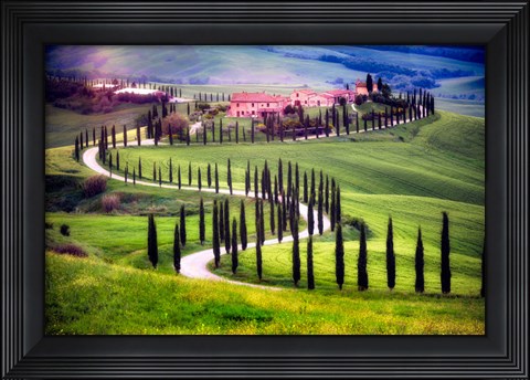 Framed Italy, Tuscany, Val d&#39;Orcia Farm Landscape Print