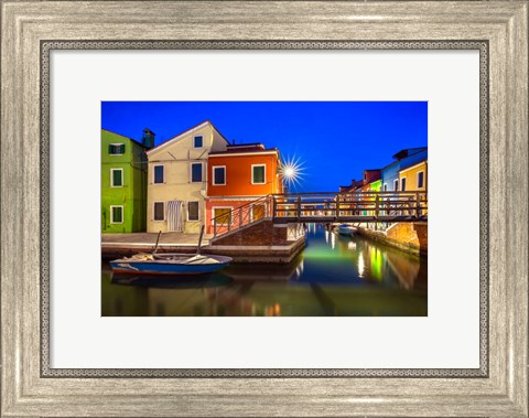 Framed Europe, Italy, Burano Sunset On Canal Print