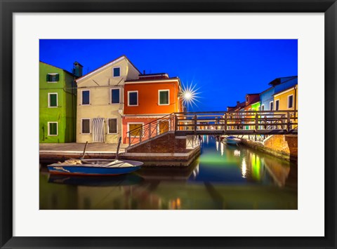 Framed Europe, Italy, Burano Sunset On Canal Print