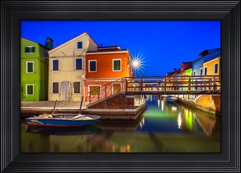 Framed Europe, Italy, Burano Sunset On Canal Print