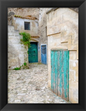 Framed Italy, Basilicata, Matera Doors In A Courtyard In The Old Town Of Matera Print