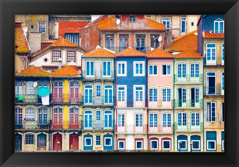 Framed Europe, Portugal, Porto Colorful Building Facades Next To Douro River Print