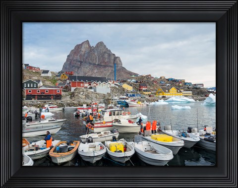Framed Uummannaq Harbor And Town, Greenland Print