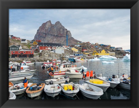 Framed Uummannaq Harbor And Town, Greenland Print