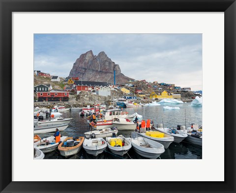 Framed Uummannaq Harbor And Town, Greenland Print