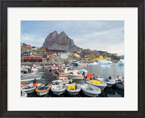 Framed Uummannaq Harbor And Town, Greenland Print