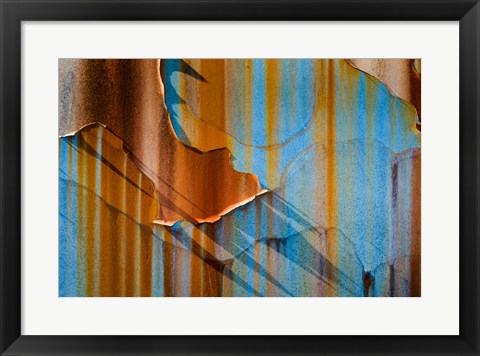 Framed Alaska, Craig Rust Streaks And Peeling Paint On Old Travel Trailer Print