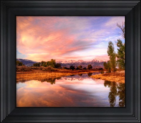 Framed California, Bishop Sierra Nevada Range Reflects In Pond Print