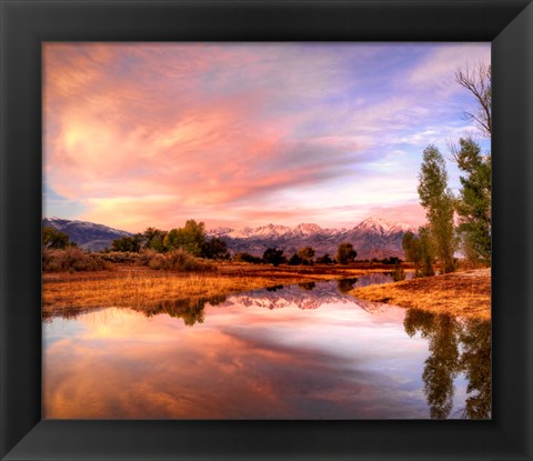 Framed California, Bishop Sierra Nevada Range Reflects In Pond Print