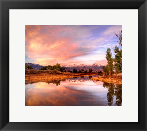 Framed California, Bishop Sierra Nevada Range Reflects In Pond Print